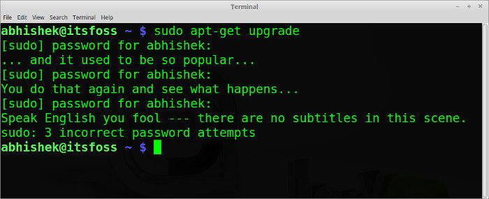 Ubuntu中自定義sudo密碼錯誤提示的技巧