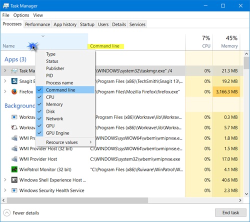 如何在Windows10任務管理器中顯示命令行