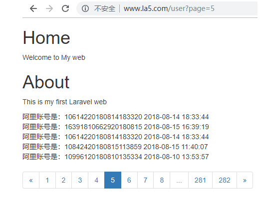 Laravel框架實(shí)現(xiàn)超簡(jiǎn)單的分頁(yè)效果示例