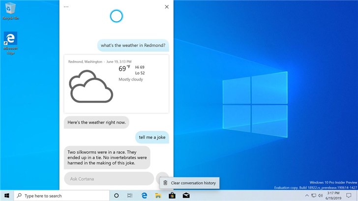 微軟Windows 10 20H1最新特性：全新Cortana UI，虛擬桌面重命名