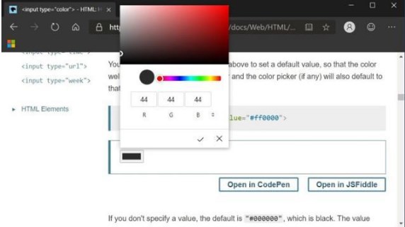 微軟Chromium版Edge新特性：支持Windows 10現代顏色選擇器/打印機