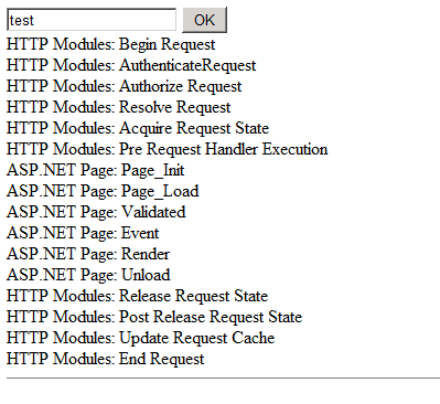 驗證一個ASP.NET應用程序和頁面的生命周期的實現代碼