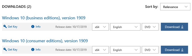微軟2019 Windows 10更新十一月版ISO鏡像上線MSDN訂閱