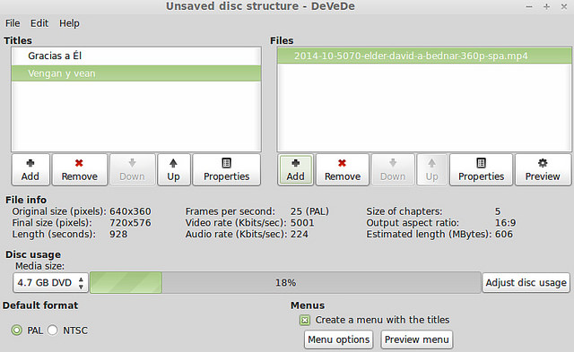 如何在Linux桌面環境中使用DeVeDe工具創建視頻DVD