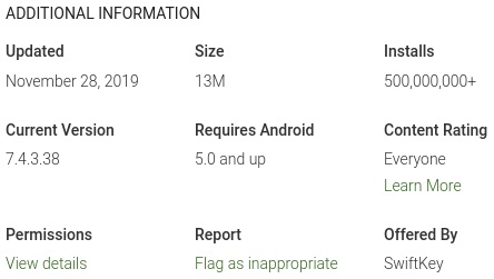 微軟SwiftKey輸入法在谷歌Play商店安裝量破5億！