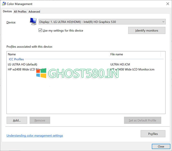 如何在Windows 10上安裝顯示顏色配置文件