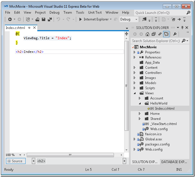 ASP.NET MVC4入門(mén)教程(三):添加一個(gè)視圖 ASP.NET MVC4入門(mén)教程(三):添加一個(gè)視圖
