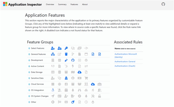 微軟開源軟件特征源碼分析工具Application Inspector