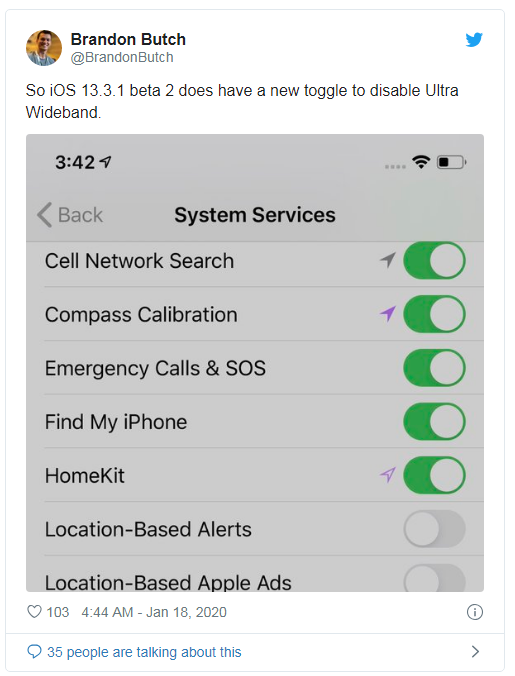 iOS 13.3.1 beta 2將讓用戶可完全關閉位置服務