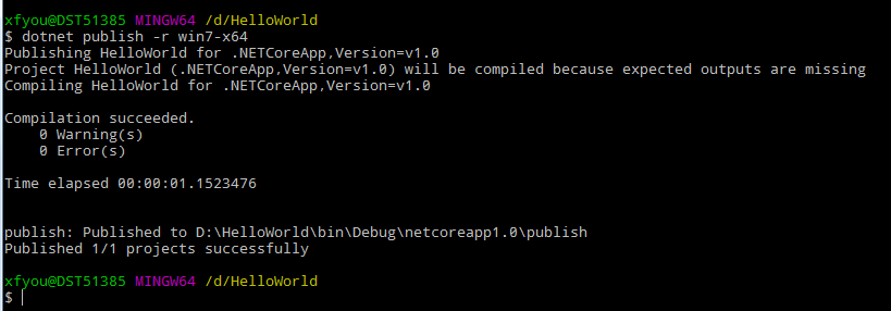 .NET Core 1.0創(chuàng)建Self-Contained控制臺(tái)應(yīng)用