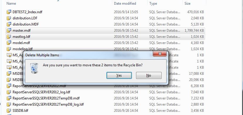 SQL Server通過重建方式還原master數據庫