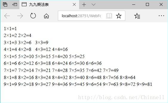 使用Lable控件輸出九九乘法表