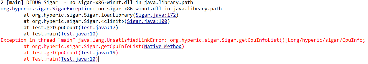 java使用sigar 遇到問題的快速解決方法