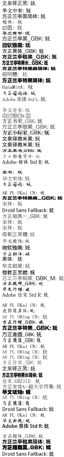 Python實現(xiàn)對比不同字體中的同一字符的顯示效果