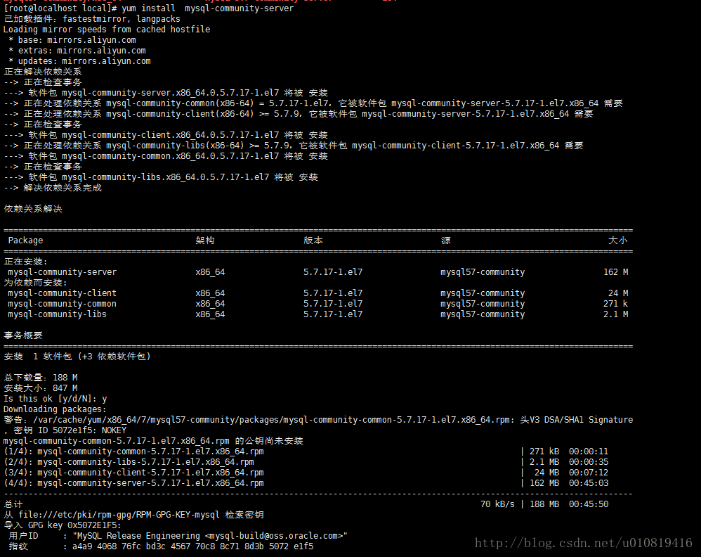 mysql 5.7.17 安裝配置方法圖文教程(CentOS7)
