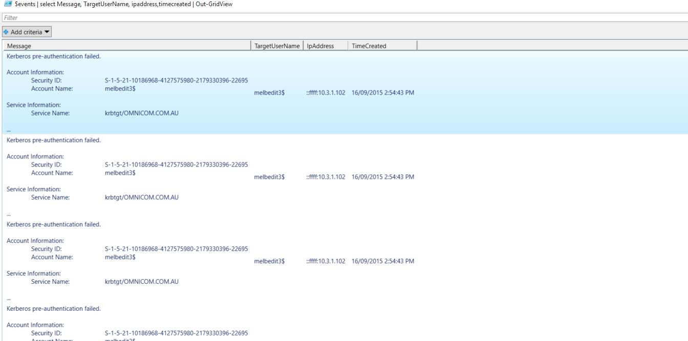 Powershell 查詢 Windows 日志的方法