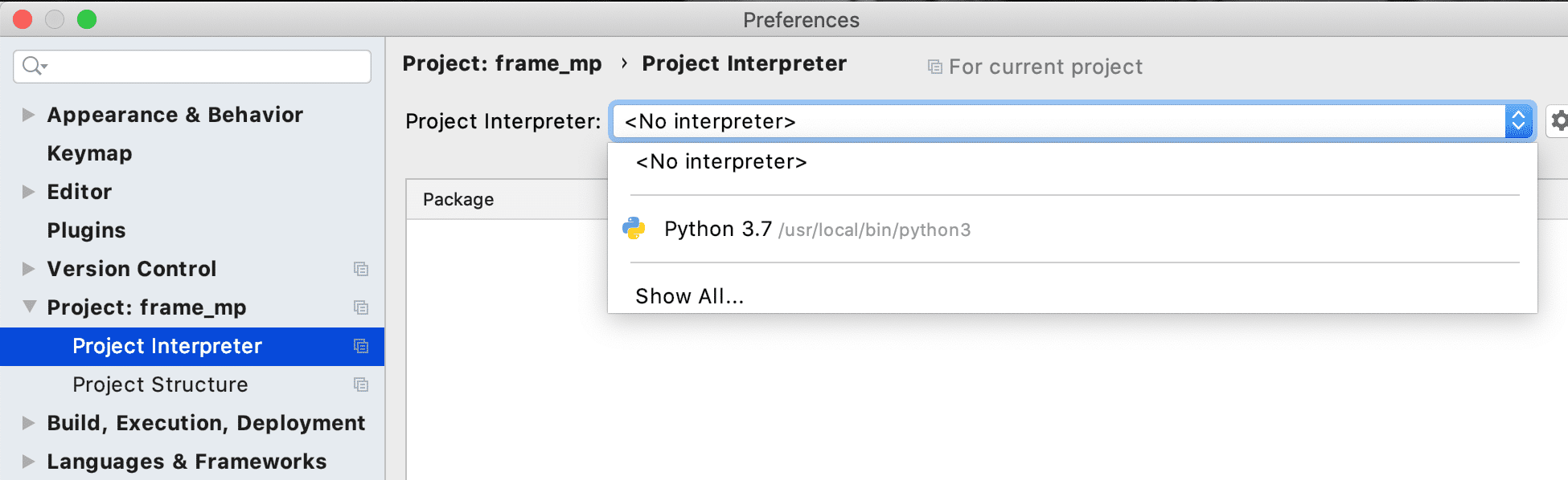 如何在mac版pycharm選擇python版本
