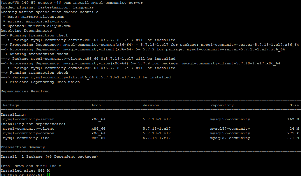 Linux下MySQL5.7.18 yum方式從卸載到安裝過程圖解
