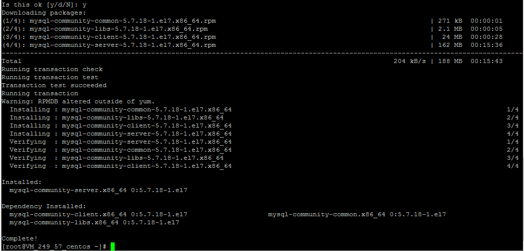 Linux下MySQL5.7.18 yum方式從卸載到安裝過程圖解