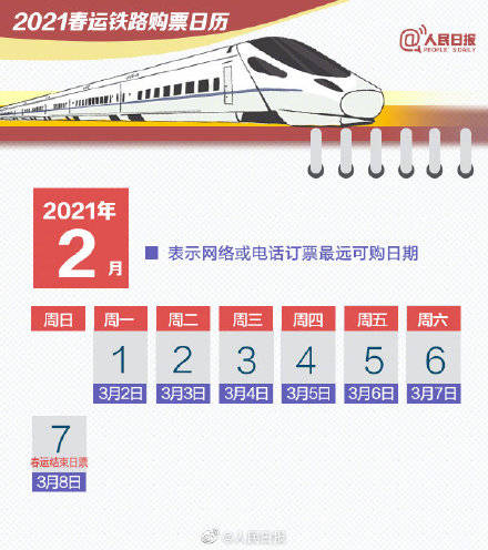 2021春運購票日歷 2021春運訂票時間表 今天搶哪一天的火車票