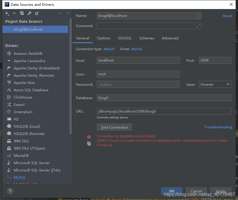 IDEA鏈接MySQL報錯08001和連接成功后不顯示表的問題及解決方法