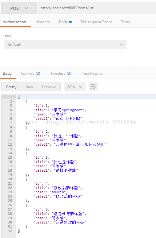 springboot使用JdbcTemplate完成對數據庫的增刪改查功能