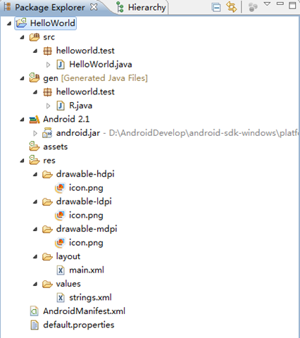Android編程入門之HelloWorld項目目錄結構分析