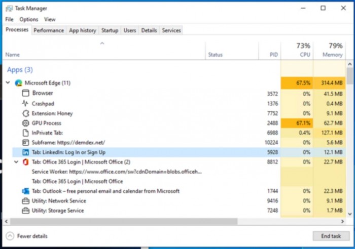 Windows 10任務管理器優化Edge：更直觀顯示進程用途