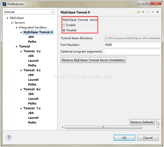 JAVA環(huán)境搭建之MyEclipse10+jdk1.8+tomcat8環(huán)境搭建詳解