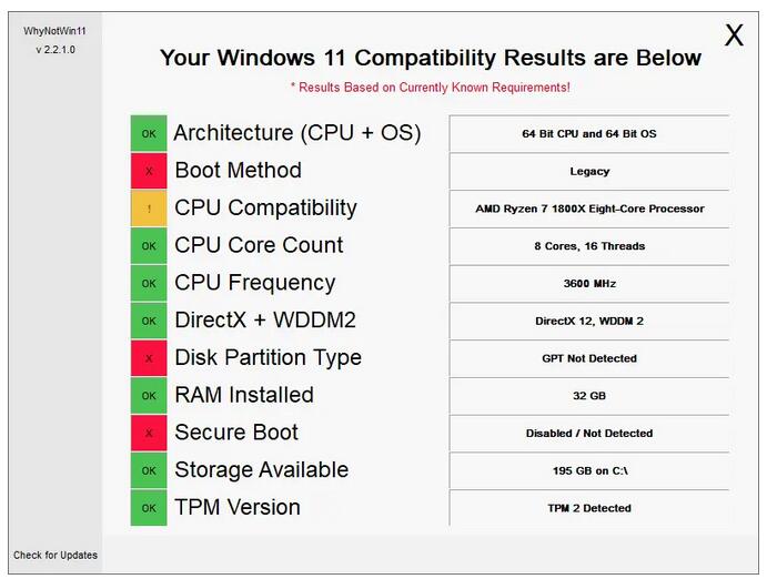 WhyNotWin11：開(kāi)源的 Windows 11 升級(jí)檢測(cè)工具
