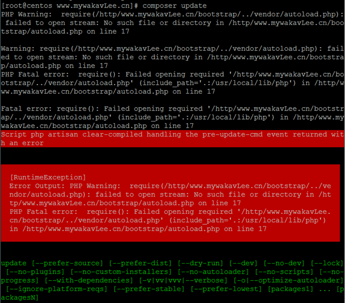 Laravel訪問出錯提示：`Warning: require(/vendor/autoload.php): failed to open stream: No such file or di解決方法