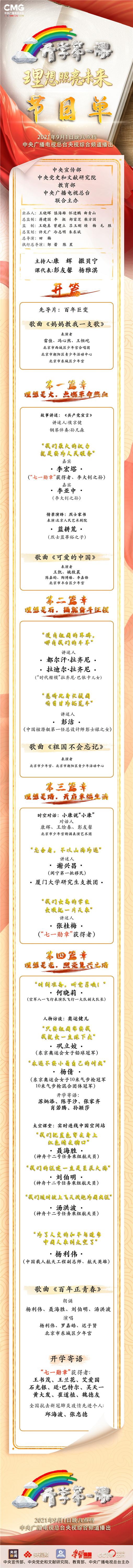 2021央視開學第一課幾點播出？開學第一課節目單播出時間平臺分享 ??
