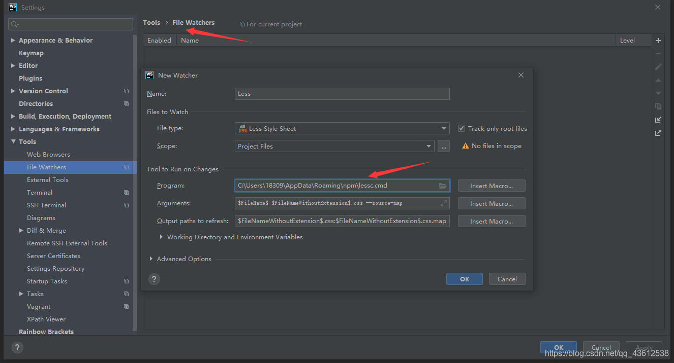 在webstorm中配置less的方法詳解