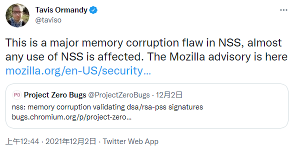 Mozilla已修復(fù)NSS跨平臺網(wǎng)絡(luò)安全服務(wù)中的內(nèi)存破壞漏洞