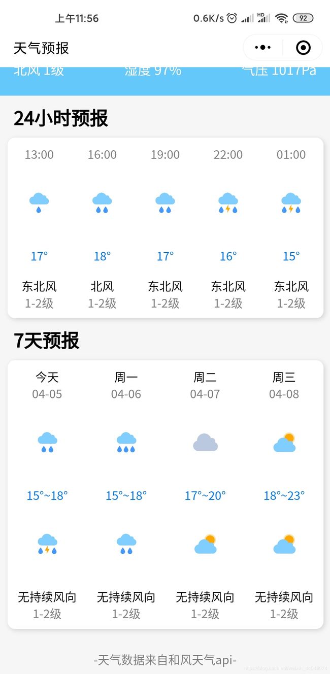 微信小程序實現天氣預報功能(附源碼) 微信小程序實現天氣預報功能(附源碼)
