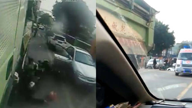 佛山一載人電動車遭遇開門殺 電動車司機(jī)遭開門殺撞倒又被碾壓