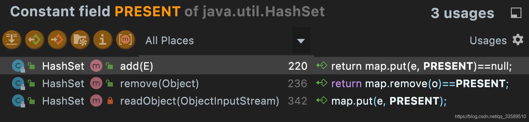 理解HashSet里為什么value不是null