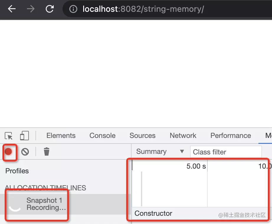通過(guò) Chrome Devtools 的 Memory 工具證明 string 的內(nèi)存分配方式
