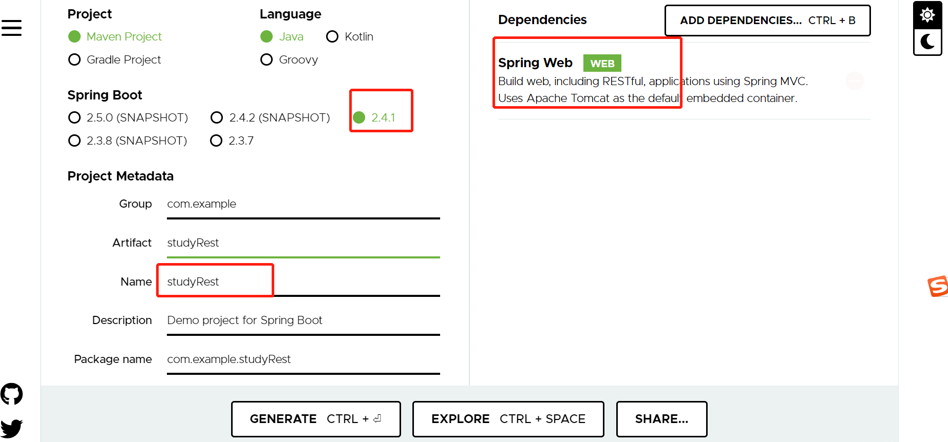 springboot RESTful以及參數注解的使用方式